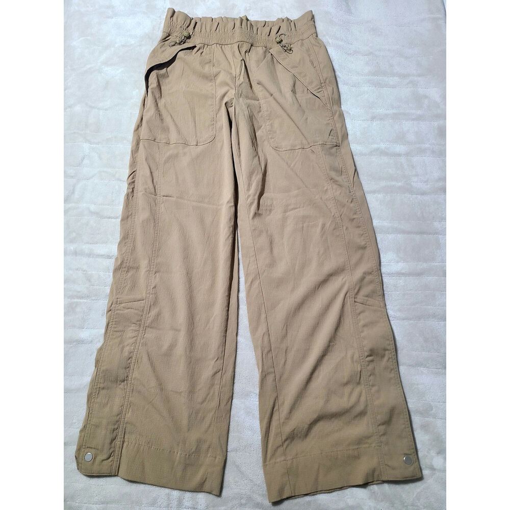 Athleta Trekkie Parachute Pant Tan Lightweight Travel Utility Pant Size 4 Petite - Picture 2 of 5